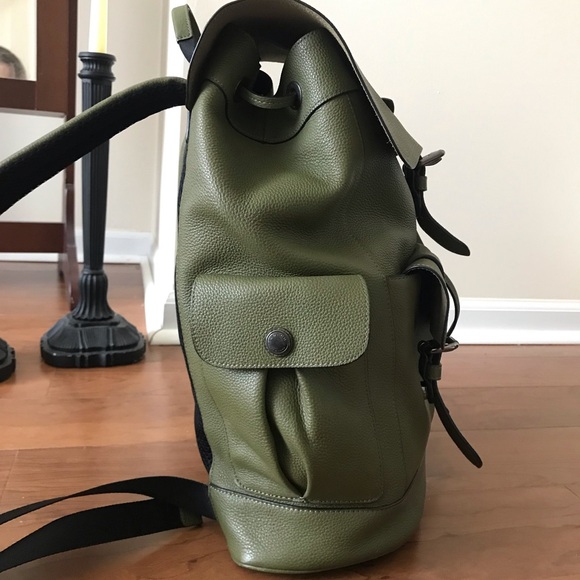Coach Hudson Leather Backpack, Olive Green, F36811 - Picture 6 of 16